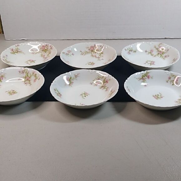 Antique Haviland France Limoges Berry/sauce Bowls Pink Rose (6) - Picture 1 of 10